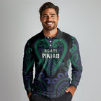 Custom Aotearoa Ngati Pikiao Long Sleeve Polo Shirt Maori Tribal Pattern