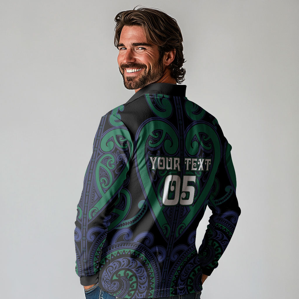 Custom Aotearoa Ngati Pikiao Long Sleeve Polo Shirt Maori Tribal Pattern