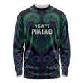 Custom Aotearoa Ngati Pikiao Long Sleeve Shirt Maori Tribal Pattern
