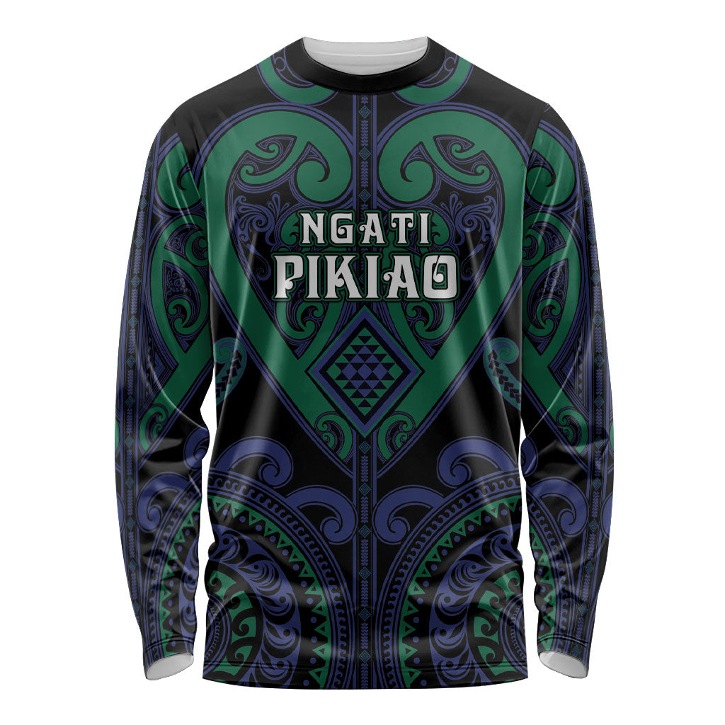 Custom Aotearoa Ngati Pikiao Long Sleeve Shirt Maori Tribal Pattern