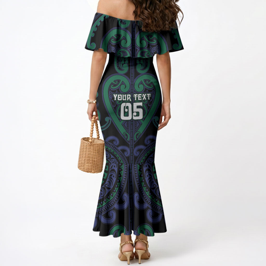 Custom Aotearoa Ngati Pikiao Mermaid Dress Maori Tribal Pattern