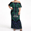 Custom Aotearoa Ngati Pikiao Off Shoulder Maxi Dress Maori Tribal Pattern