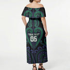 Custom Aotearoa Ngati Pikiao Off Shoulder Maxi Dress Maori Tribal Pattern