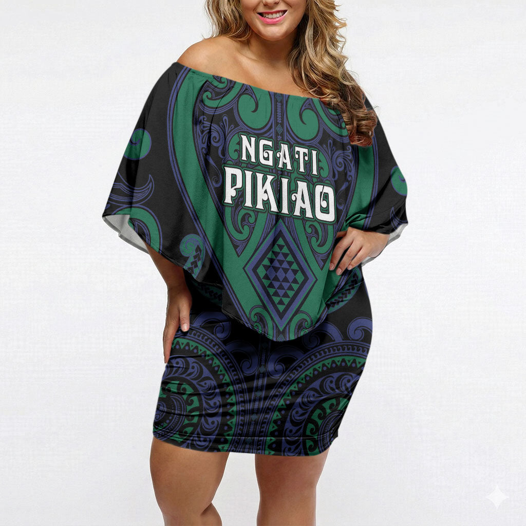Custom Aotearoa Ngati Pikiao Off Shoulder Short Dress Maori Tribal Pattern