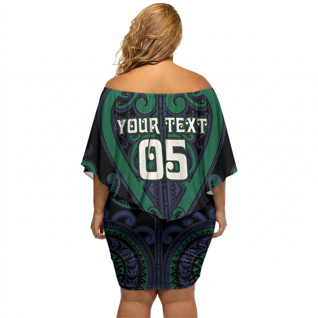 Custom Aotearoa Ngati Pikiao Off Shoulder Short Dress Maori Tribal Pattern