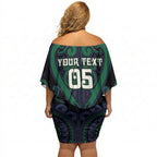 Custom Aotearoa Ngati Pikiao Off Shoulder Short Dress Maori Tribal Pattern