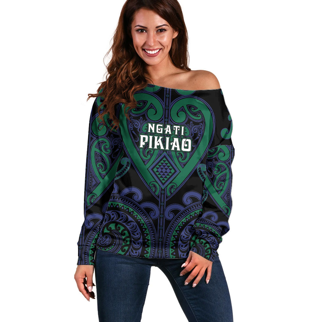 Custom Aotearoa Ngati Pikiao Off Shoulder Sweater Maori Tribal Pattern