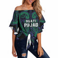 Custom Aotearoa Ngati Pikiao Off Shoulder Wrap Waist Top Maori Tribal Pattern