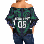 Custom Aotearoa Ngati Pikiao Off Shoulder Wrap Waist Top Maori Tribal Pattern