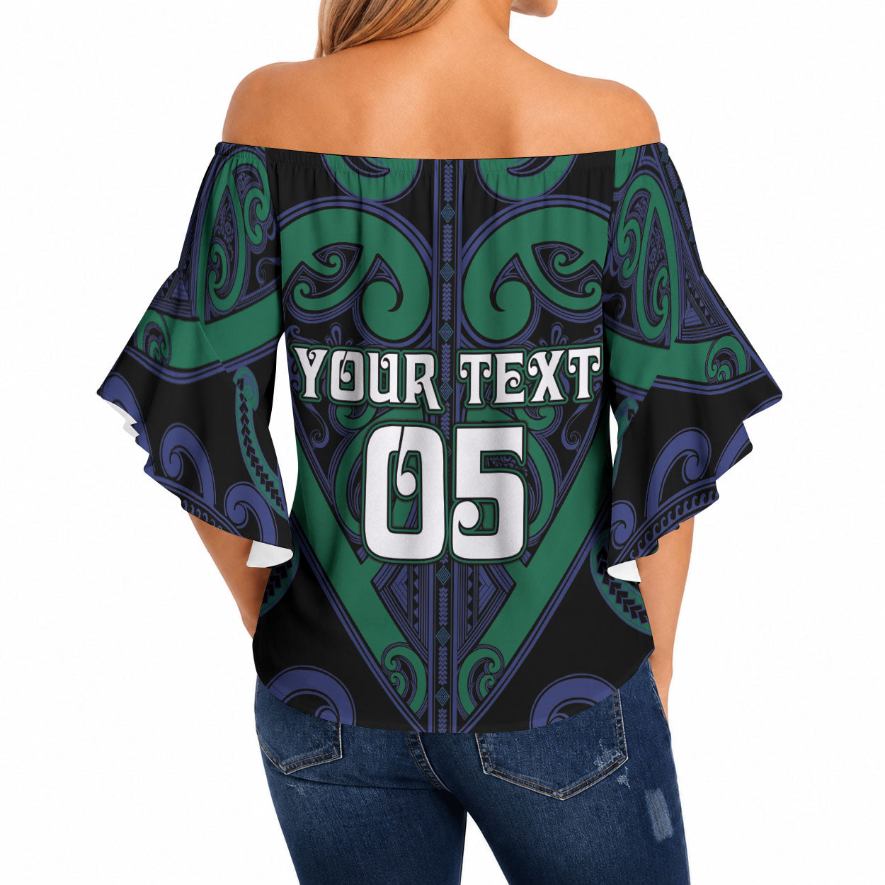 Custom Aotearoa Ngati Pikiao Off Shoulder Wrap Waist Top Maori Tribal Pattern
