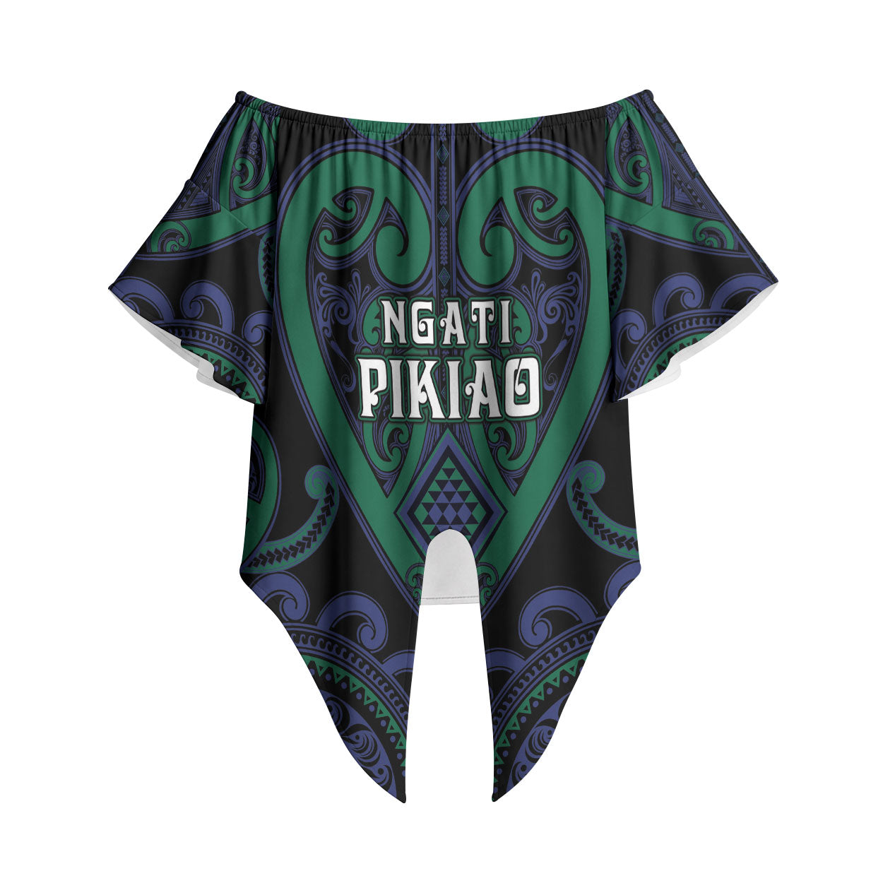 Custom Aotearoa Ngati Pikiao Off Shoulder Wrap Waist Top Maori Tribal Pattern