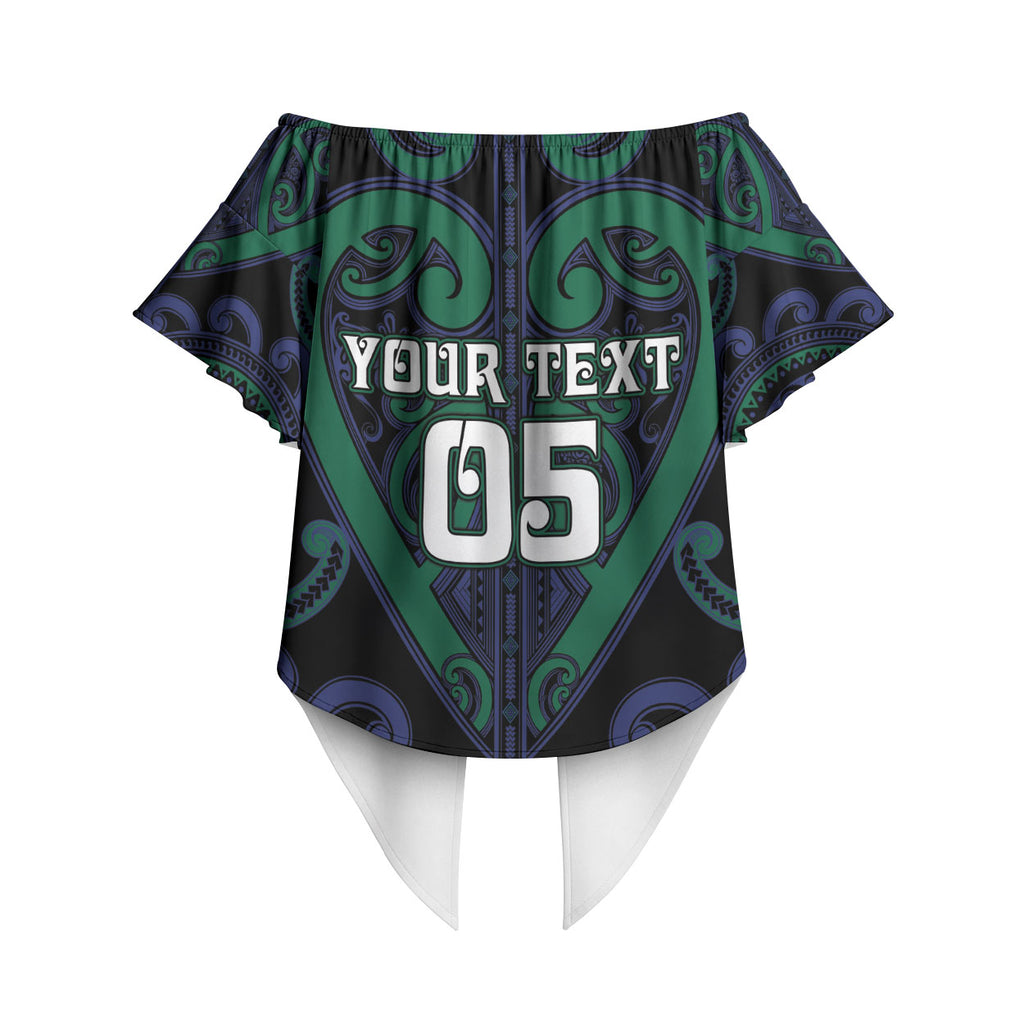 Custom Aotearoa Ngati Pikiao Off Shoulder Wrap Waist Top Maori Tribal Pattern