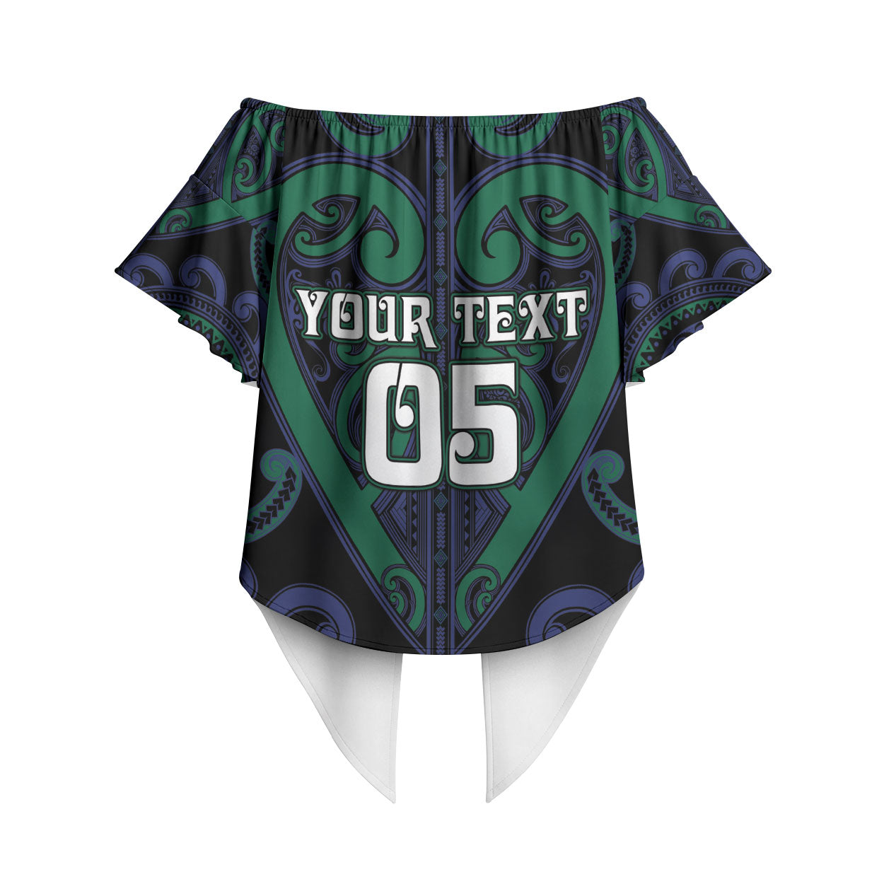 Custom Aotearoa Ngati Pikiao Off Shoulder Wrap Waist Top Maori Tribal Pattern