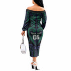 Custom Aotearoa Ngati Pikiao Off The Shoulder Long Sleeve Dress Maori Tribal Pattern