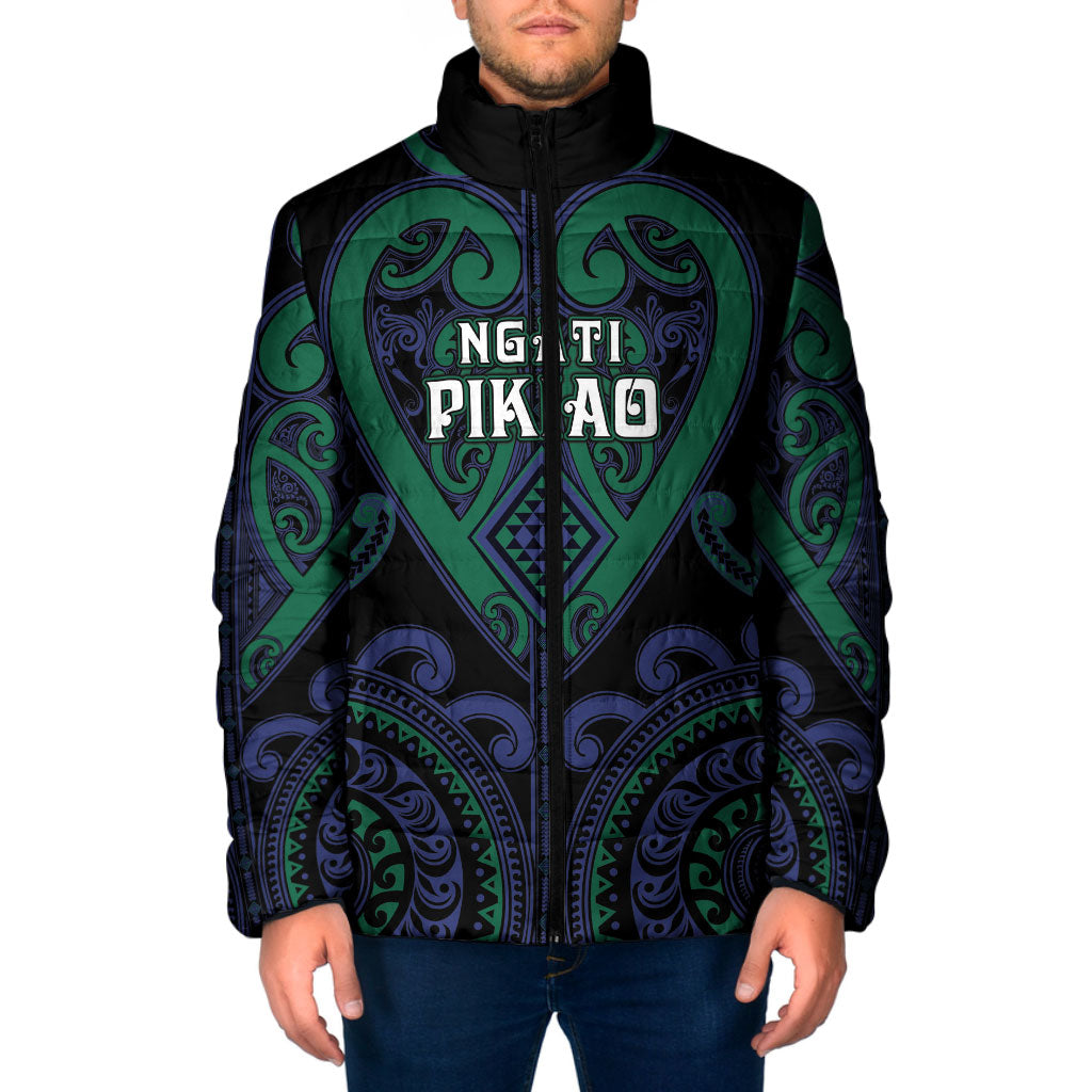 Custom Aotearoa Ngati Pikiao Padded Jacket Maori Tribal Pattern