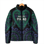 Custom Aotearoa Ngati Pikiao Padded Jacket Maori Tribal Pattern