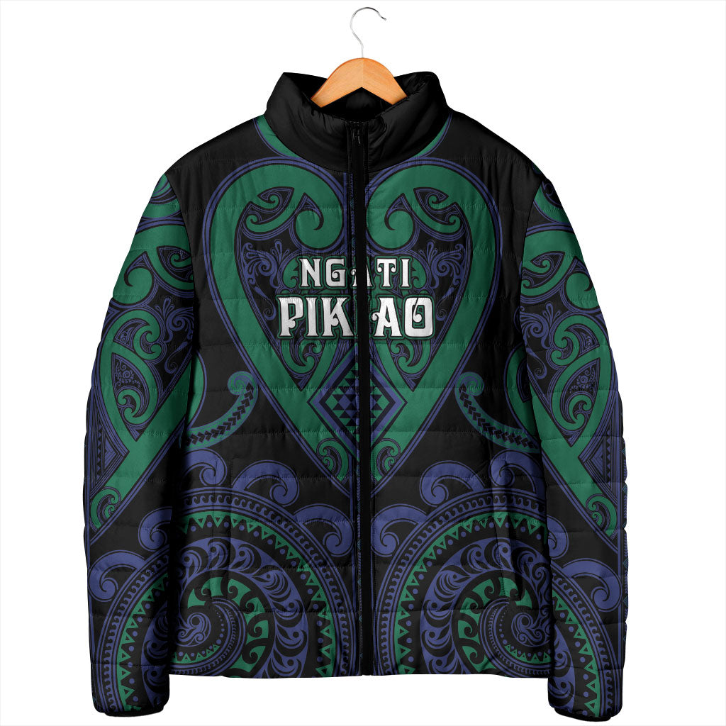 Custom Aotearoa Ngati Pikiao Padded Jacket Maori Tribal Pattern