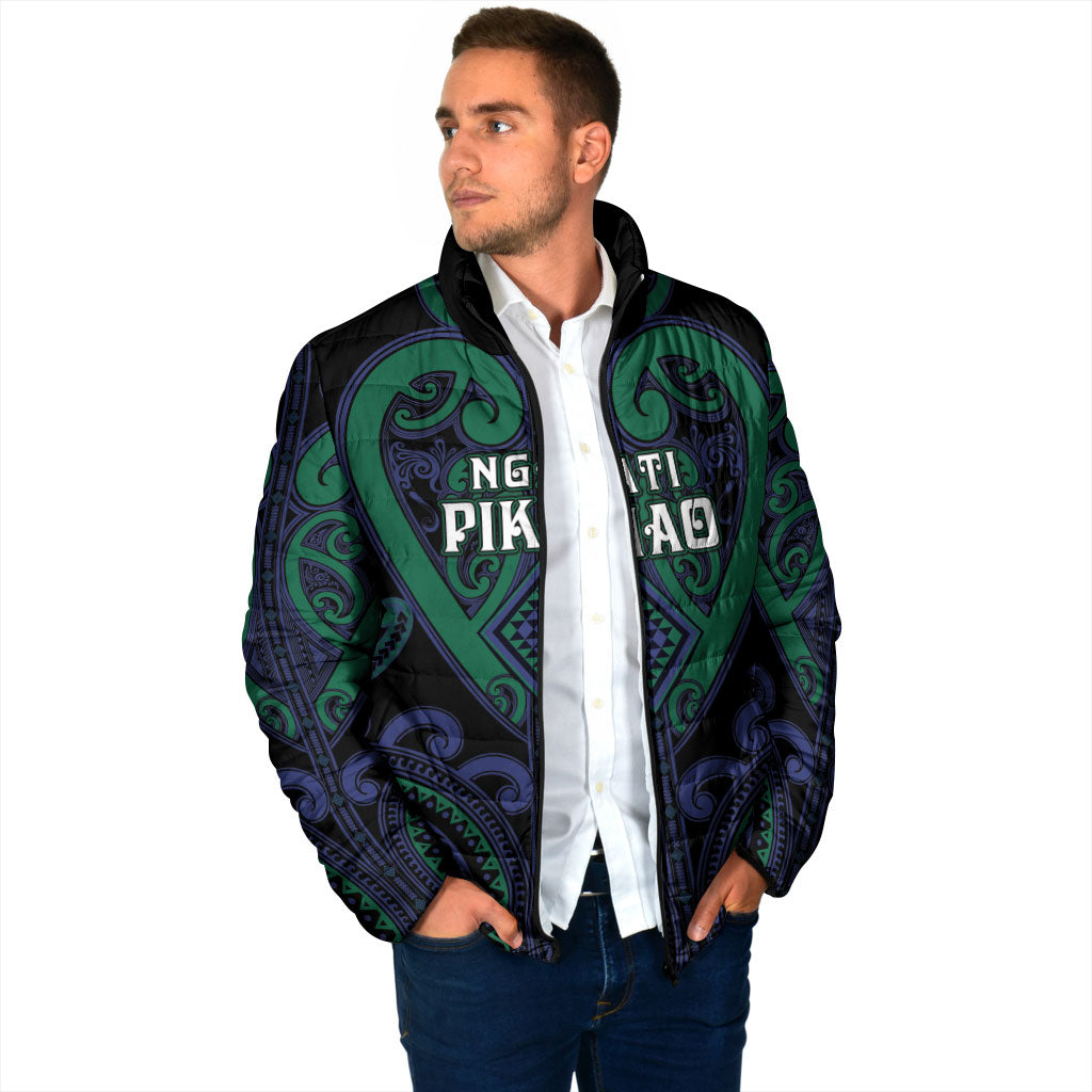 Custom Aotearoa Ngati Pikiao Padded Jacket Maori Tribal Pattern