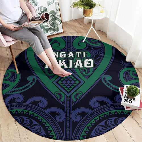 Aotearoa Ngati Pikiao Round Carpet Maori Tribal Pattern