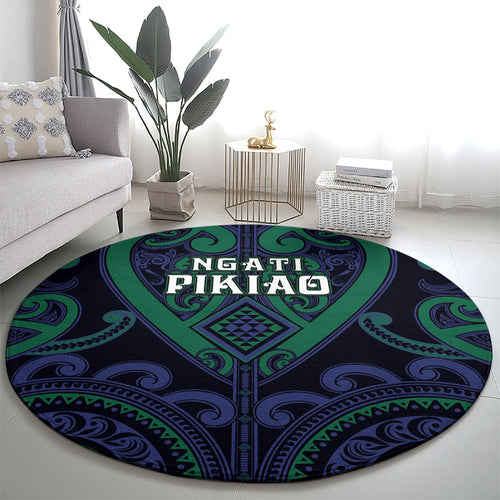 Aotearoa Ngati Pikiao Round Carpet Maori Tribal Pattern