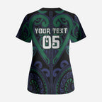 Custom Aotearoa Ngati Pikiao Scrub Top Maori Tribal Pattern