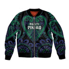 Custom Aotearoa Ngati Pikiao Sleeve Zip Bomber Jacket Maori Tribal Pattern