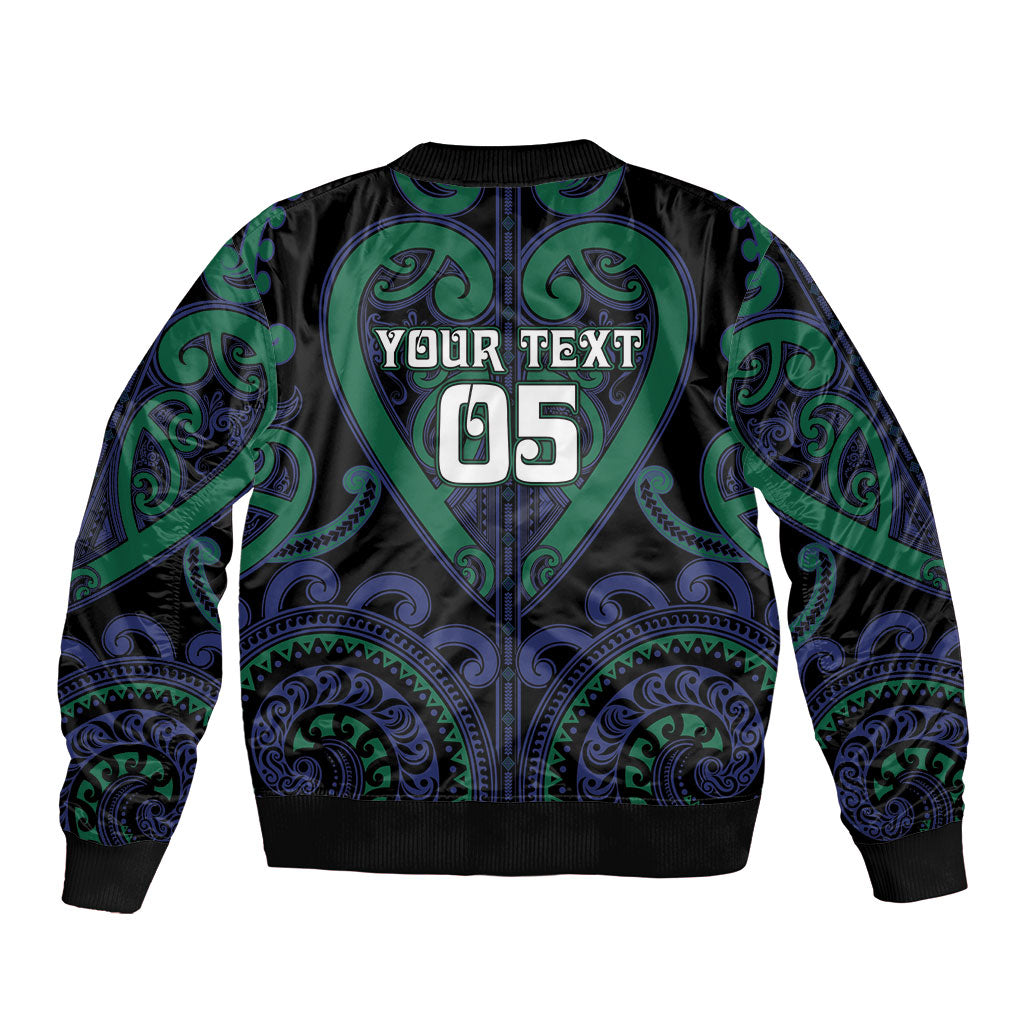 Custom Aotearoa Ngati Pikiao Sleeve Zip Bomber Jacket Maori Tribal Pattern