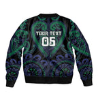 Custom Aotearoa Ngati Pikiao Sleeve Zip Bomber Jacket Maori Tribal Pattern