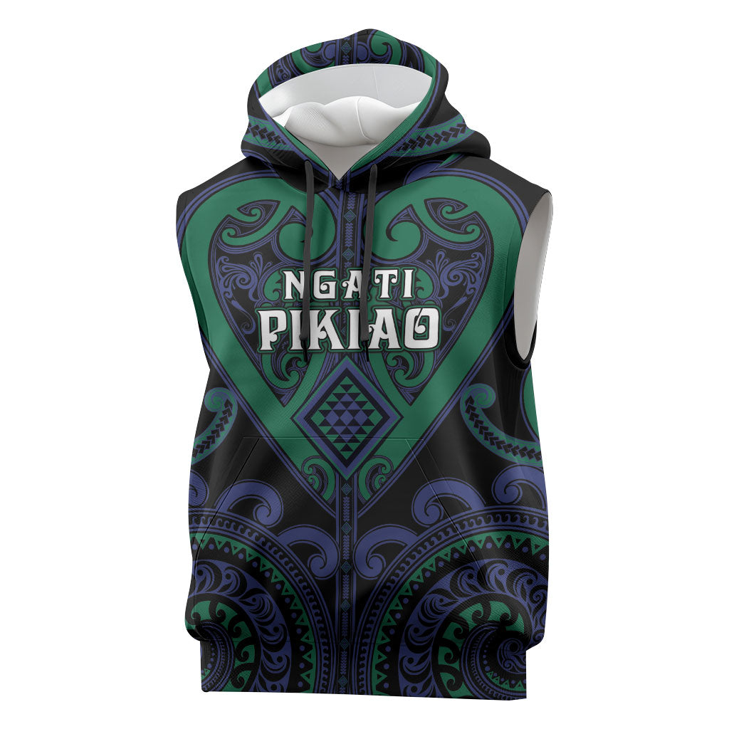 Custom Aotearoa Ngati Pikiao Sleeveless Hoodie Maori Tribal Pattern