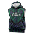 Custom Aotearoa Ngati Pikiao Sleeveless Hoodie Maori Tribal Pattern