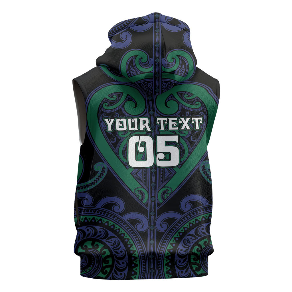 Custom Aotearoa Ngati Pikiao Sleeveless Hoodie Maori Tribal Pattern