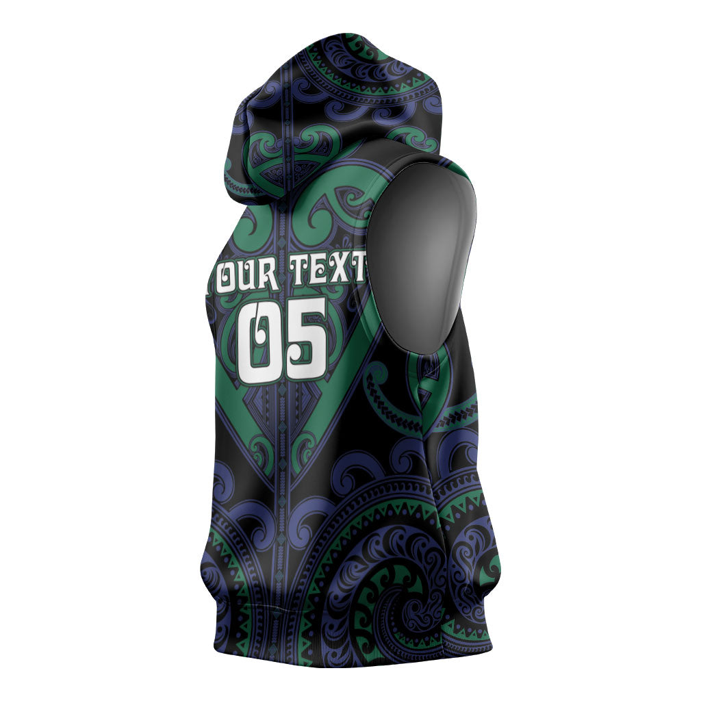Custom Aotearoa Ngati Pikiao Sleeveless Hoodie Maori Tribal Pattern