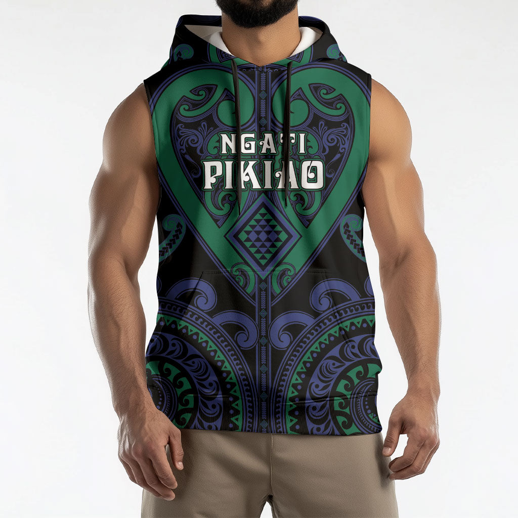 Custom Aotearoa Ngati Pikiao Sleeveless Hoodie Maori Tribal Pattern