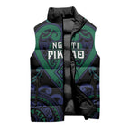 Custom Aotearoa Ngati Pikiao Sleeveless Puffer Jacket Maori Tribal Pattern