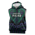 Custom Aotearoa Ngati Pikiao Sleeveless Zip Hoodie Maori Tribal Pattern