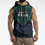 Custom Aotearoa Ngati Pikiao Sleeveless Zip Hoodie Maori Tribal Pattern
