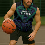 Custom Aotearoa Ngati Pikiao Sleeveless Zip Hoodie Maori Tribal Pattern