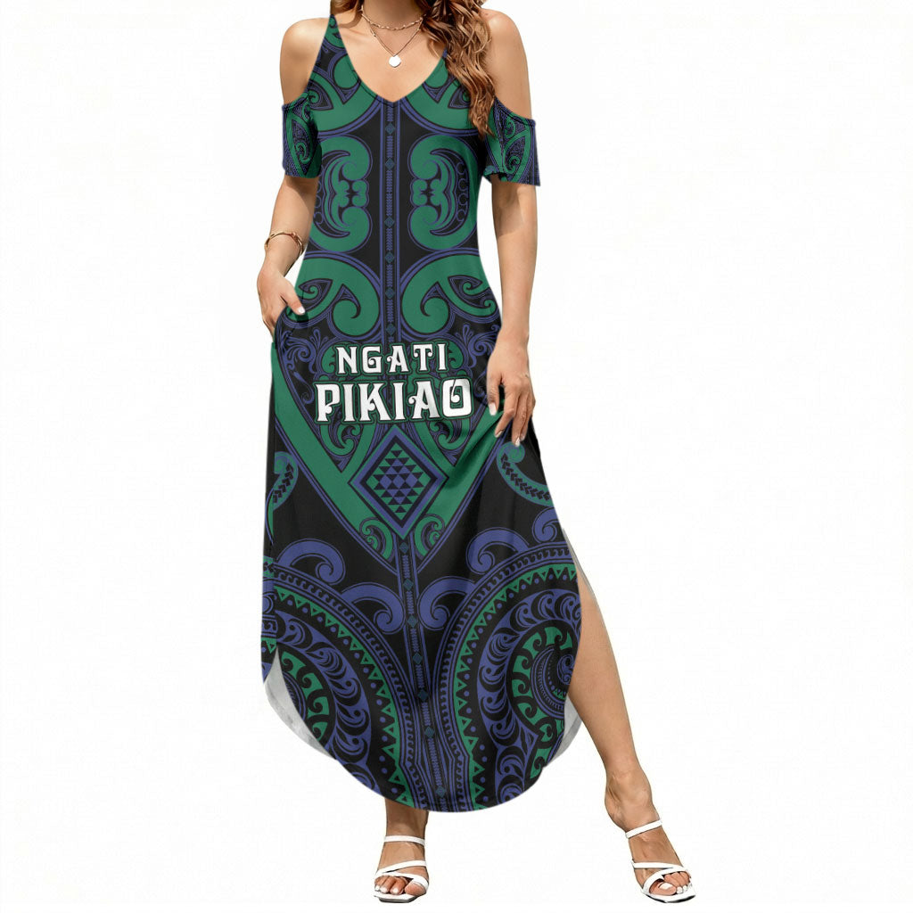 Custom Aotearoa Ngati Pikiao Summer Maxi Dress Maori Tribal Pattern