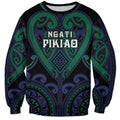Custom Aotearoa Ngati Pikiao Sweatshirt Maori Tribal Pattern