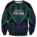 Custom Aotearoa Ngati Pikiao Sweatshirt Maori Tribal Pattern