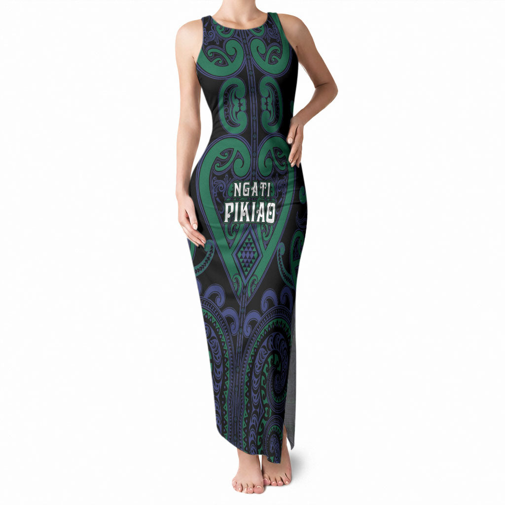 Custom Aotearoa Ngati Pikiao Tank Maxi Dress Maori Tribal Pattern