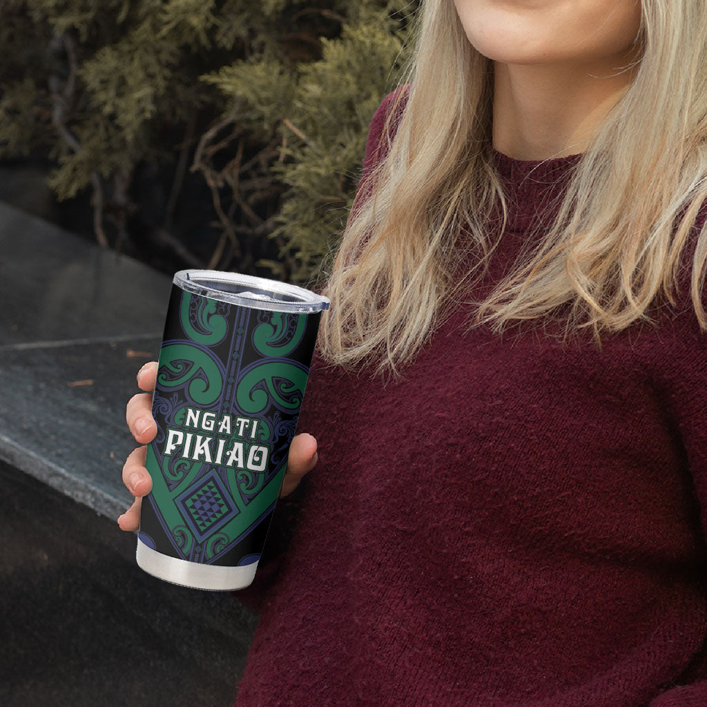 Custom Aotearoa Ngati Pikiao Tumbler Cup Maori Tribal Pattern