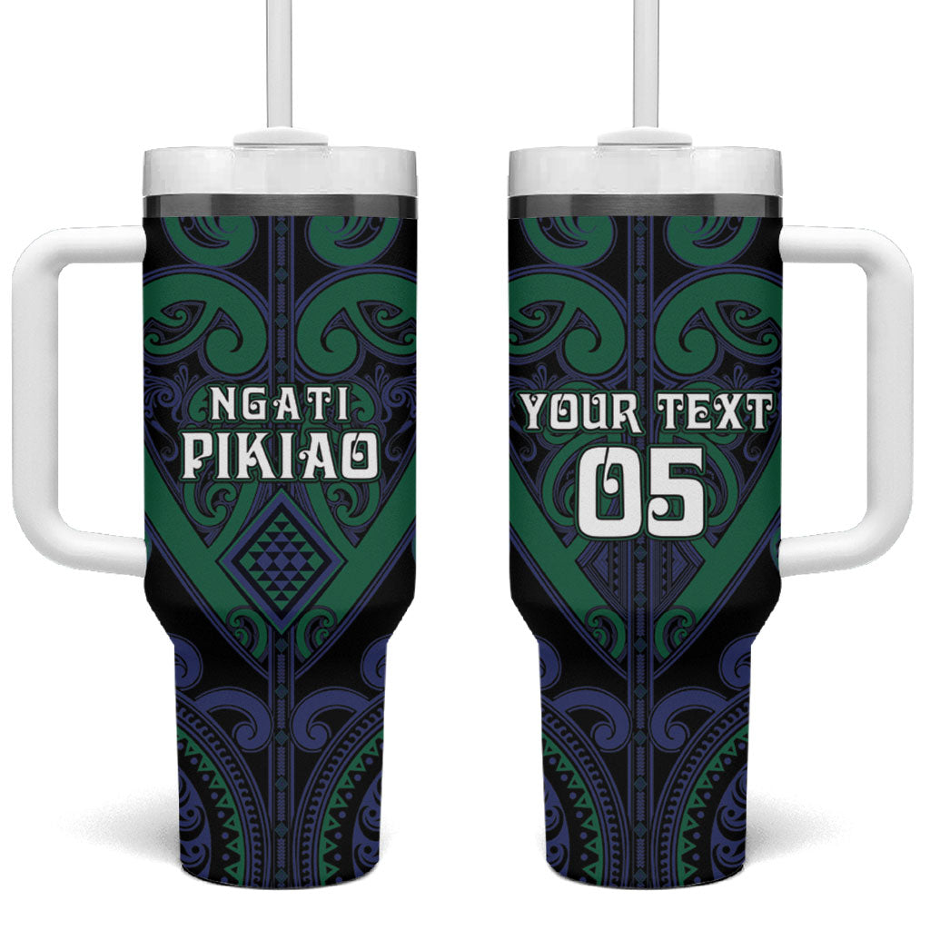 Custom Aotearoa Ngati Pikiao Tumbler With Handle Maori Tribal Pattern