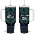 Custom Aotearoa Ngati Pikiao Tumbler With Handle Maori Tribal Pattern