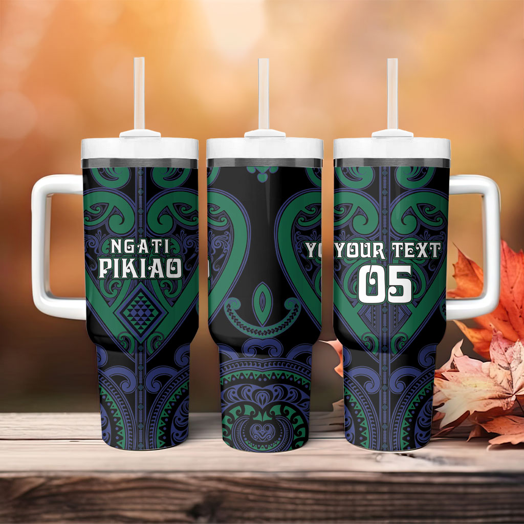 Custom Aotearoa Ngati Pikiao Tumbler With Handle Maori Tribal Pattern