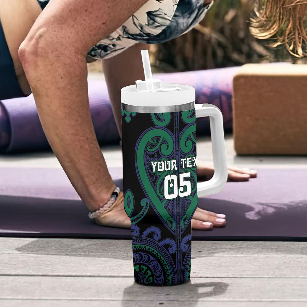 Custom Aotearoa Ngati Pikiao Tumbler With Handle Maori Tribal Pattern