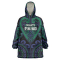 Custom Aotearoa Ngati Pikiao Wearable Blanket Hoodie Maori Tribal Pattern