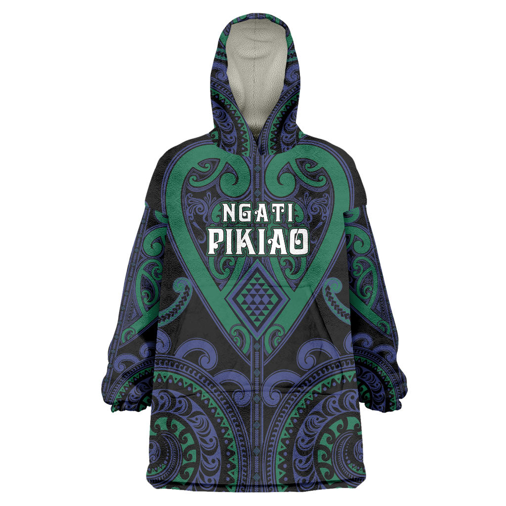 Custom Aotearoa Ngati Pikiao Wearable Blanket Hoodie Maori Tribal Pattern