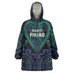 Custom Aotearoa Ngati Pikiao Wearable Blanket Hoodie Maori Tribal Pattern