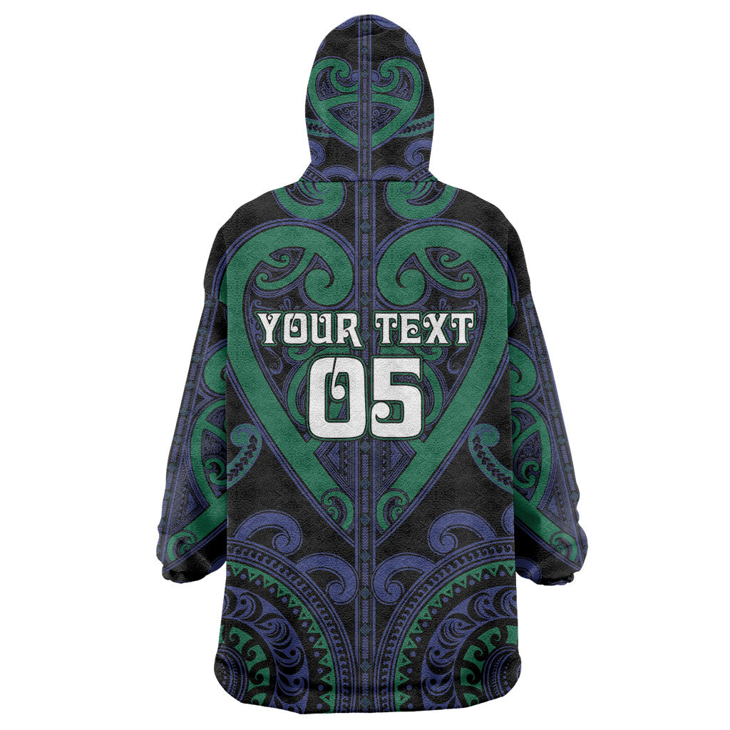Custom Aotearoa Ngati Pikiao Wearable Blanket Hoodie Maori Tribal Pattern